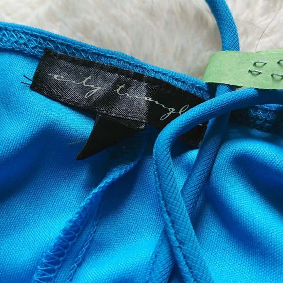 Turquoise formal dress with spaghetti straps - Picture 3 of 4